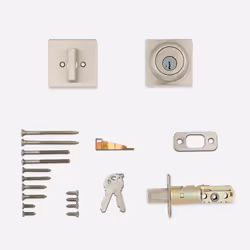 Kwikset 660 Contemporary Deadbolt Deadbolt Lock  Satin Nickel Square Exterior Keyed Front Entry Door  Pick Resistant SmartKey Rekey Security  Single C