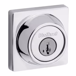 Kwikset 660 Contemporary Deadbolt Deadbolt Lock Polished Chrome Square Exterior Keyed Front Entry Door Pick Resistant Smart ...