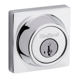 Kwikset 660 Contemporary Deadbolt Deadbolt Lock  Polished Chrome Square Exterior Keyed Front Entry Door  Pick Resistant SmartKey Rekey Security  Singl