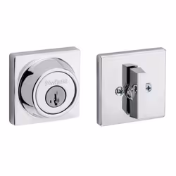 Kwikset 660 Contemporary Deadbolt Deadbolt Lock  Polished Chrome Square Exterior Keyed Front Entry Door  Pick Resistant SmartKey Rekey Security  Singl