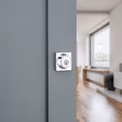 Kwikset 660 Contemporary Deadbolt Deadbolt Lock  Polished Chrome Square Exterior Keyed Front Entry Door  Pick Resistant SmartKey Rekey Security  Singl