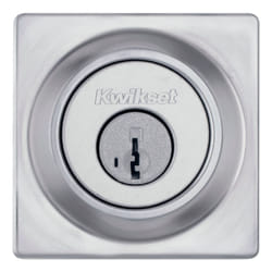 Kwikset 660 Contemporary Deadbolt Deadbolt Lock  Satin Chrome Square Exterior Keyed Front Entry Door  Pick Resistant SmartKey Rekey Security  Single C