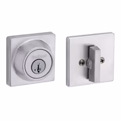 Kwikset 660 Contemporary Deadbolt Deadbolt Lock  Satin Chrome Square Exterior Keyed Front Entry Door  Pick Resistant SmartKey Rekey Security  Single C