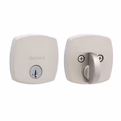 Kwikset Midtown Deadbolt Lock Satin Nickel Modern Exterior Keyed Front Entry Door Pick Resistant SmartKey Rekey Security S ...