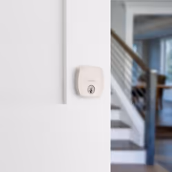 Kwikset Midtown Deadbolt Lock  Satin Nickel Modern Exterior Keyed Front Entry Door  Pick Resistant SmartKey Rekey Security  Single Cylinder