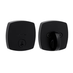 Kwikset Midtown Deadbolt Lock  Matte Black Modern Exterior Keyed Front Entry Door  Pick Resistant SmartKey Rekey Security  Single Cylinder D