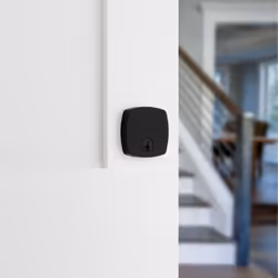 Kwikset Midtown Deadbolt Lock  Matte Black Modern Exterior Keyed Front Entry Door  Pick Resistant SmartKey Rekey Security  Single Cylinder D