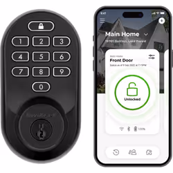 Kwikset Halo Wi-Fi Smart Lock Keyless Entry Door Deadbolt Geofence Auto-Unlock Grade AAA Certified No Hub Easy Install M ...