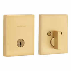 Kwikset San Clemente Deadbolt Lock  Satin Brass Rectangle Exterior Keyed Front Entry Door  Pick Resistant SmartKey Rekey Secu ...