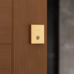 Kwikset San Clemente Deadbolt Lock  Satin Brass Rectangle Exterior Keyed Front Entry Door  Pick Resistant SmartKey Rekey Security  Single Cylinder Dea