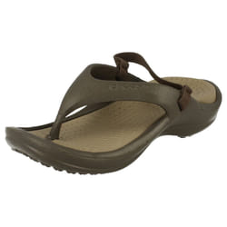 ) Childrens Unisex Crocs Toe Post Sandals Athens Strap - UK 8-9 Child, Chocolate/Khaki (Brown