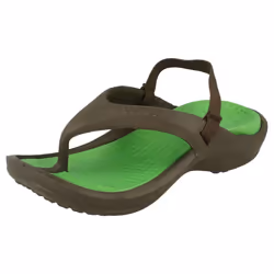 ) Childrens Unisex Crocs Toe Post Sandals Athens Strap - UK 10-11 Child, Chocolate/Lime (Brown