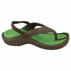 ) Childrens Unisex Crocs Toe Post Sandals Athens Strap - UK 10-11 Child, Chocolate/Lime (Brown