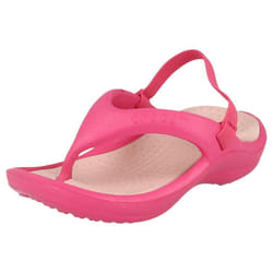 ) Childrens Unisex Crocs Toe Post Sandals Athens Strap - UK 6-7 Infant, Fuchsia/Cotton Candy (Pink