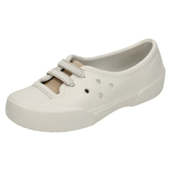 ) Girls Crocs Slip On Flats Nahanijunior - UK 13-1 Child, Pearl White/Khaki (White