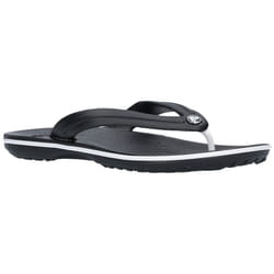 ) Crocs Crocband Flip Croslite Rubber Black Slippers - Black, 12 (Adults'