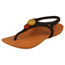) Girls Crocs Toe Post Sandals Aliana Girls - UK 9 Child, Espresso/Grapefruit (Orange