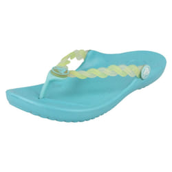 ) Girls Crocs Toe Post Sandals Chmlns Tns Weave Flp - UK 8-9 Child, Aqua/Celery (Blue