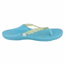 ) Girls Crocs Toe Post Sandals Chmlns Tns Weave Flp - UK 10-11 Child, Aqua/Celery (Blue