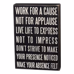 Primitives by Kathy Work For A Cause Box Sign, Black, White, Wood, Rectangular, 1 pc(s), 254 mm, 44.5 mm