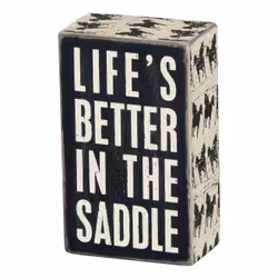 Primitives by Kathy In The Saddle Box Sign, Black, White, Paper, Wood, Rectangular, 1 pc(s), 76.2 mm, 44.5 mm