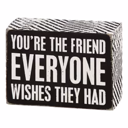 Primitives by Kathy Everyone Wishes Box Sign, Black, White, Paper, Wood, Rectangular, 1 pc(s), 101.6 mm, 44.5 mm