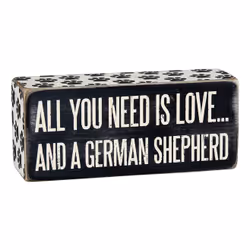 Primitives by Kathy German Shepherd Box Sign, Black, White, Paper, Wood, Rectangular, 1 pc(s), 152.4 mm, 44.5 mm