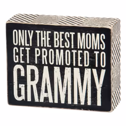 Primitives by Kathy Promoted To Grammy Box Sign, Black, White, Paper, Wood, Rectangular, 1 pc(s), 127 mm, 44.5 mm