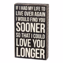 Primitives by Kathy Love You Longer Box Sign, Black, White, Wood, Rectangular, 1 pc(s), 152.4 mm, 44.5 mm
