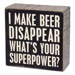Primitives by Kathy Beer Disappear Box Sign, Black, White, Wood, Square, 1 pc(s), 101 mm, 44.5 mm