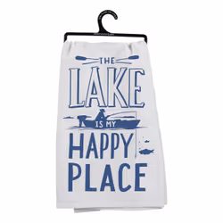 Primitives by Kathy Lake Is My Happy Place Kitchen Towel, Blue, White, 711 x 711 cm, Image, Cotton, Machine wash, 1 pc(s)