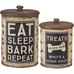 Primitives by Kathy Rustic Treat Tin  2-piece  Brown  black