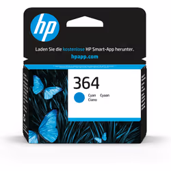 HP 364 Cyan Original Ink Cartridge, Standard Yield, Cyan, Dye-based ink, 1 pc(s), 300 pages