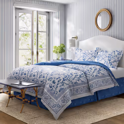 Laura Ashley Home - Twin Comforter Set Cotton Bedding with Matching S