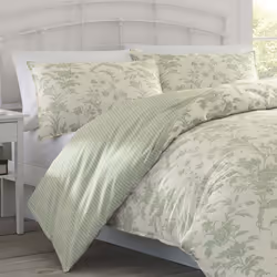Laura Ashley - Queen Comforter Set  Reversible Cotton Bedding  Includes Matching Shams with Bonus Euro Shams & Throw Pillows (Natalie Sage/O