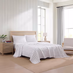 Tommy Hilfiger - Sheet Set  Cotton Percale Bedding with Matching Pillowcases  Crisp & Cool  Premium Quality Home Essentials (Glasgow Windowpane Blue