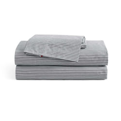 Tommy Hilfiger - Sheet Set  Cotton Percale Bedding with Matching Pillowcase  Crisp & Cool  Premium Quality Home Essentials (Highland Ticking Stripe Na