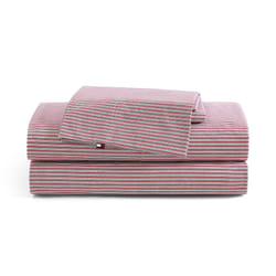 Tommy Hilfiger - Sheet Set  Cotton Percale Bedding with Matching Pillowcase  Crisp & Cool  Premium Quality Home Essentials (Highland Ticking Stripe Re