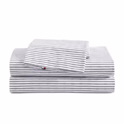 Tommy Hilfiger - Sheet Set  Cotton Percale Bedding with Matching Pillowcases  Crisp & Cool  Premium Quality Home Essentials ( ...