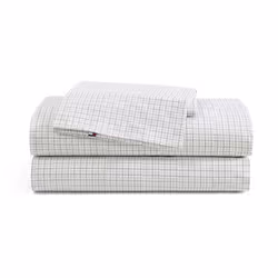 Tommy Hilfiger - Sheet Set Cotton Percale Bedding with Matching Pillowcases Crisp & Cool Premium Quality Home Essentials ( ...