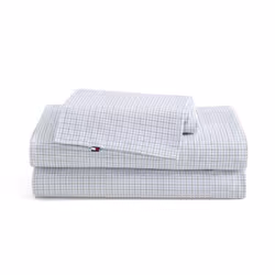 Tommy Hilfiger - Sheet Set Cotton Percale Bedding with Matching Pillowcases Crisp & Cool Premium Quality Home Essentials ( ...