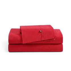 Tommy Hilfiger - Sheet Set  Cotton Percale Bedding with Matching Pillowcases  Crisp & Cool  Solid Home Essentials (Red  Full)