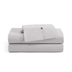 Tommy Hilfiger - Sheet Set  Cotton Percale Bedding with Matching Pillowcases  Crisp & Cool  Solid Home Essentials (Grey  Queen)