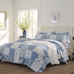 Laura Ashley - King Quilt Set, Reversible Cotton Bedding with Matching Shams, Farmhouse Inspired Home Decor Paisley Printed P ...