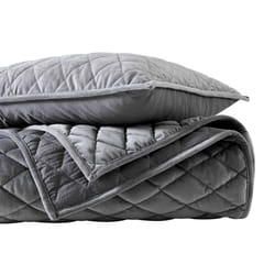 Vera Wang - King Quilt Set  Luxurious Velvet Bedding with Matching Shams  Lightweight Home Decor (Diamond Velvet Charcoal Grey  King)