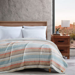 Wrangler - Twin Blanket  Ultra Soft Plush Fleece Bedding  Yellowstone Inspired  Luxuriously Soft Bedding for Bed or Couch (Glen Canyon Stripe Blue  Tw