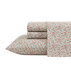 Laura Ashley  King Sheets  Cotton Percale Bedding Set  Crisp  Cool Home Decor Emogene Burnt Orange  King