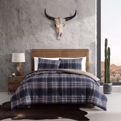 Wrangler- King Duvet Cover Set  Reversible Bedding Set with Matching Sham(s)  Casual Home D?cor (City Flats Plaid Blue  King)