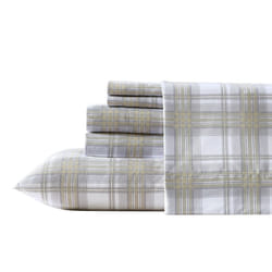 Wrangler Queen Sheet Set  Silky  Lightweight Bedding Set  Casual Home D  cor Dayton Valley Plaid Beige  Queen