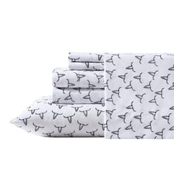 Wrangler- Full Sheet Set  Silky & Lightweight Bedding Set  Casual Home D?cor (Steer Skulls Black  Full)